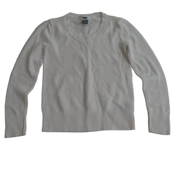 Old Navy Active Go-Dry Black T-shirt and White V-Neck Sweater Girls M 8 Long Sle - Picture 5 of 10